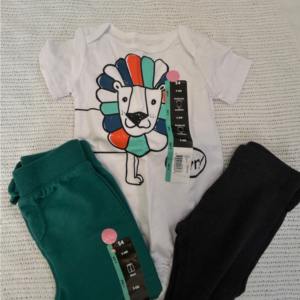 Walmart Baby Girl Size 3-6 Months Clothing Bundle 3 Tops, 2 pants, 1 Shorts NWT - Picture 3 of 5